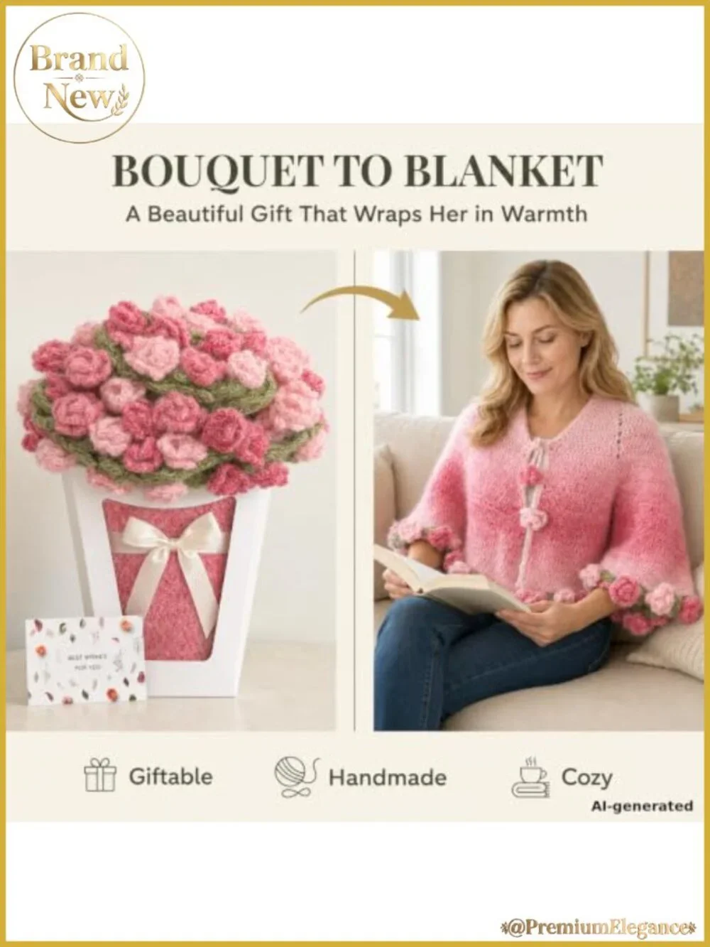Hand Crocheted Floral Capelet Shawl Knitted Shoulder Wrap for Women